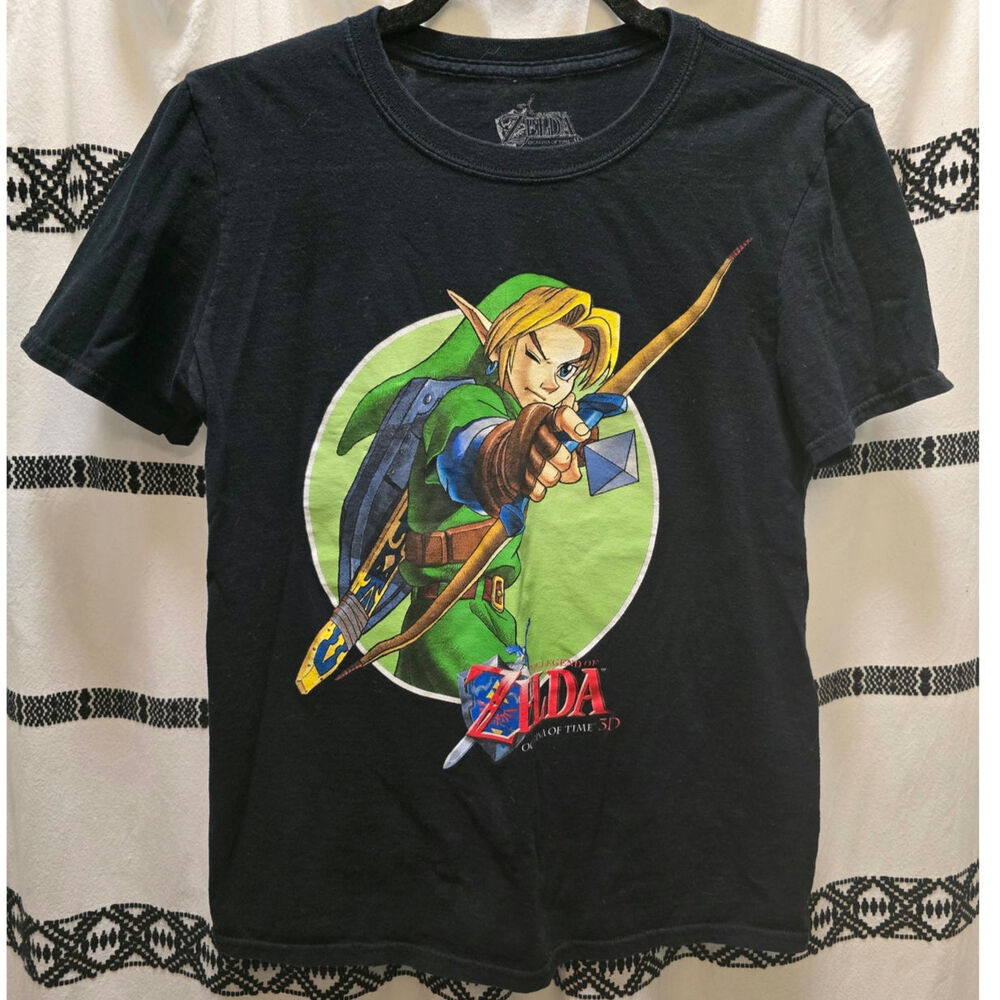 The Legend of Zelda Ocarina of Time‎ black graphic short sleeve t-shirt small